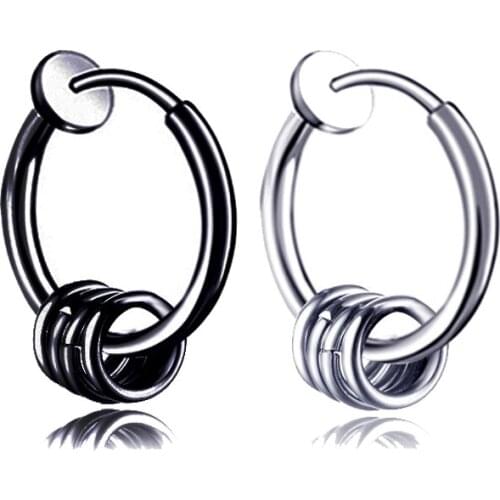 1Pair 2PC There is no ear hole Men Women Circle Earrings Trendy Round Hip Hop Clip Earring Male Punk Rock Jewelry
