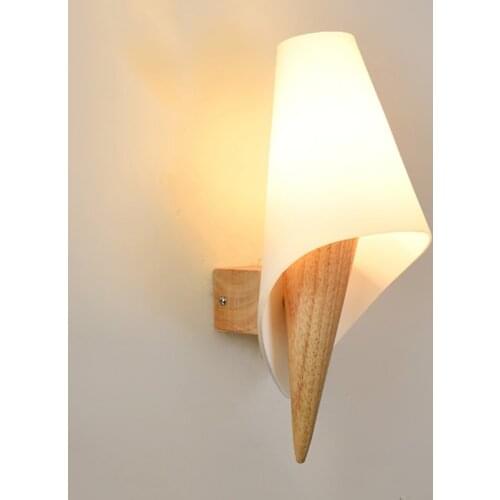 Nordic Simple Wall Lights for Home,Modern Wooden Bedside Wall Lamp Creative Living Room/Aisle/Balcony Lamp Bedroom Wall Light