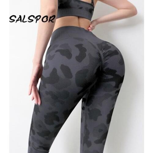 SALSPOR Sport Camouflage Leggings Women Fitness Gym Seamless High Waist Hip Lift Sport Womens Pants Quick Dry Sportswear