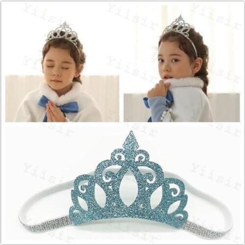 Glittering Silver Gold Crown Girls Elastic Hair Bands Baby Headbands Hair Accessories Princess Tiara HairBands Children Headwear
