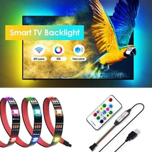 USB LED Strip RGB WS2812B 17Keys RF Remote Controller Addressable Pixel Tape Led TV Back Under Cabinet Lamp DC 5V 1m/2m/3m/4m/5m