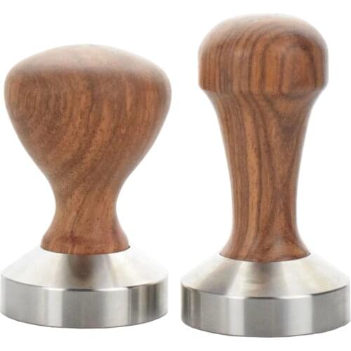 Ecocoffee Solid Rosewood Handle Coffee Tamper 58MM 304 Stainless Steel Barista Coffee Distributor Tamper mat