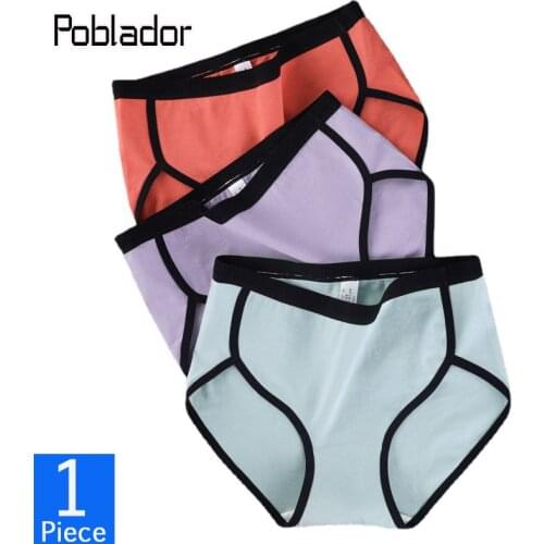 Poblador M~4XL Plus Size Womens Summer Cotton Panties Underwear Breathable Antibacterial Briefs MId Waist Comfort Lady Lingerie