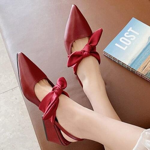 LIHUAMAO women mule shoes slingbacks pointed toe sexy ladies slides slip on square heel shoes pumps wedding dress party shoes