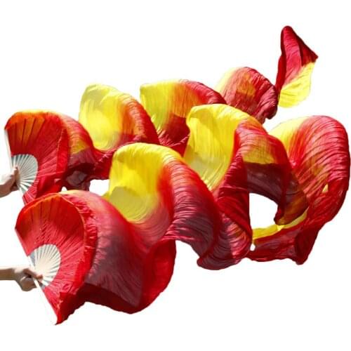 New style Belly dance silk fan 100% Real Silk Long Silk Fans Handmade Gradient Color Dance Fans Can Be Customized