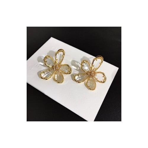 Vintage fashion classic dinner crystal flower earrings
