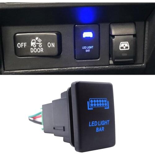 Wsen LED Light Bar Symbol Push Button Blue Backlight ON-Off Switch with Connector Wire Kit Fit For Toyota Yaris Tacoma Tundra