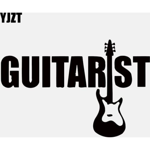 YJZT 13.4CM*8.8CM Guitar Guitarist Rock Rock`n`Roll Music Vinly Black/Silver Car Sticker C22-0606