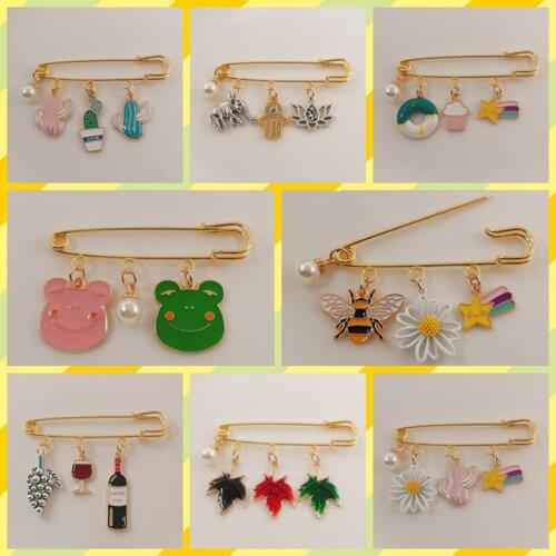 16 styles of jewelry pin buckle pin hair dryer brooch pin ladies safety pin mens childrens school bag hat cartoon pin gift
