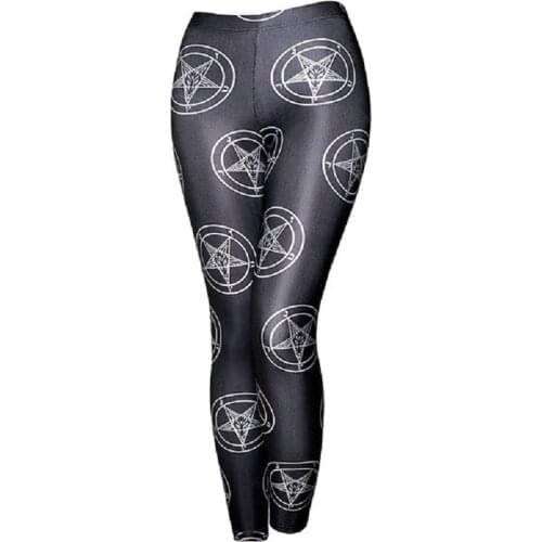 Goth Girls Leggings New Geometric Pentagram Printing Ladies Sexy Thin Leggings