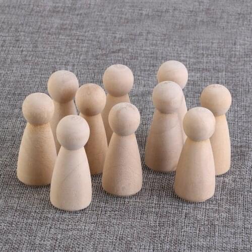 10pcs DIY Plain Blank Wooden Peg Dolls Bride Figures Wedding Cake Toppers