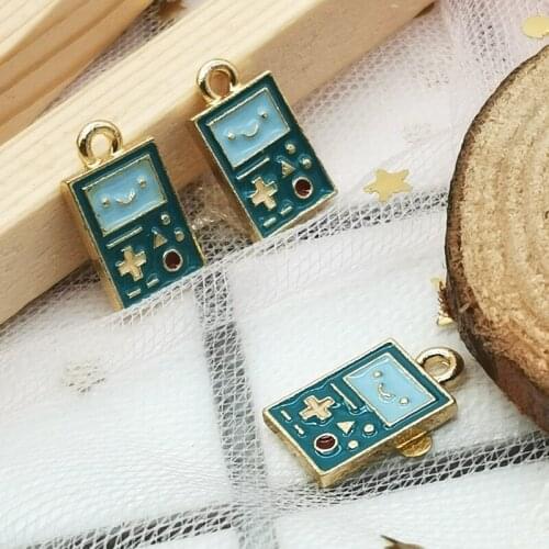 10pcs Cartoon Game Machine Charms Alloy Blue Handheld Game Machine Pendants Floating DIY Earrings Jewelry Accessory Dangle FX453