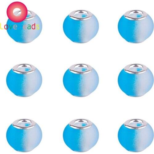 10Pcs New 16x10mm Big Round Large Hole European Glass Spacer Beads Fit Women Snake Chain Pandora Charm Bracelet Jewelry Making