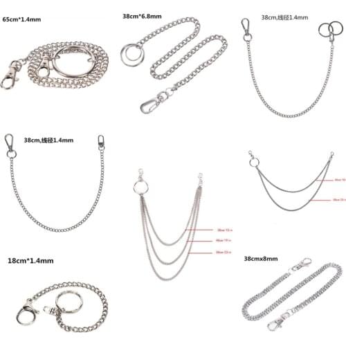 18/38/65cm Long Metal Wallet Belt Chain Rock Punk Trousers Hipster Pant Jean Keychain Ring Clip Keyring HipHop Jewelry