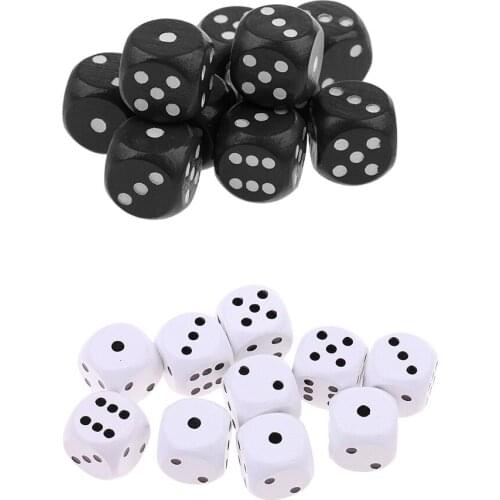 20Pcs Wooden Dice D6 Six Sided Dotted Dice for D&D TRPG MTG Board Game Toy Party Dice Casino Game Supplies