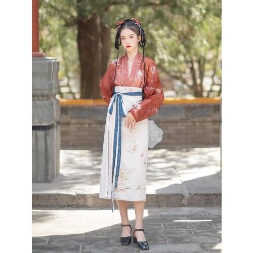 2021 chinese hanfu dress fairy princess elegant hanfu floral printing design ancient princess dress casual daily hanfu suit