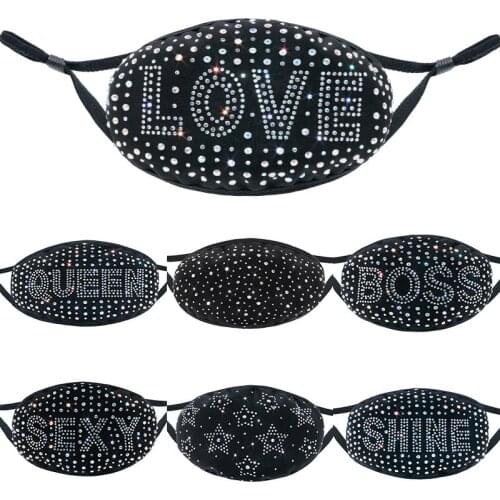 2021 Fashion Women Face Mask With Rhinestone Elastic Reusable Washable Christmas Masks Face Bandana Decor Jewelry Party Gift