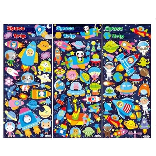 4 pcs Space trip stickers Cute animal star rocket stickers Decorative Diary stickers scrapbooking kids gift School supplies F933