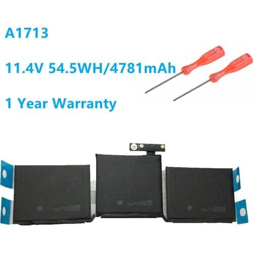 11.4v 54.5wh/4781mah A1713 Battery for Apple Aacbook Pro 13'' A1708 2016 2017 Year with Free Tools