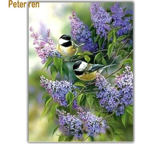 Diy diamond painting cross stitch Diamond embroidery 5d Square/Round diamond bedroom restaurant Birds Chickadees And Lilacs