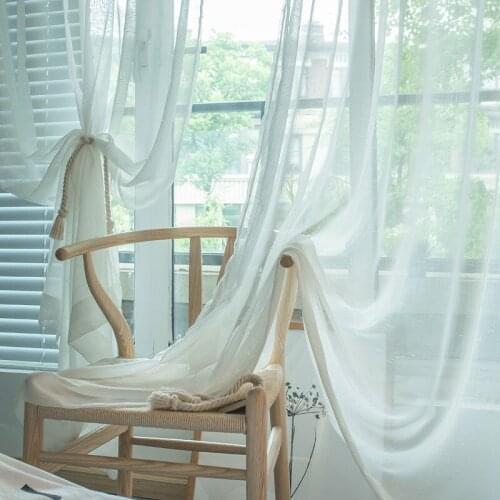 White Hemp Yarn Tulle Curtains For Living Room The Kitchen Finished Window Treatments Decorations Panel