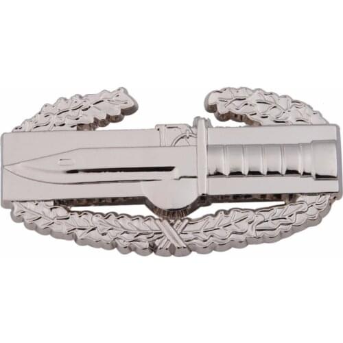 U.S. ARMY MILITARY COMBAT ACTION METAL BADGE PIN KNIFE AND WREATH