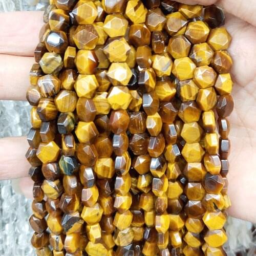Natural Stone Crystal Aventurine Lapis Lazuli Beaded Jewelry Making 8mm Hexagon Faceted Loose Beads DIY Bracelet Necklace Parts