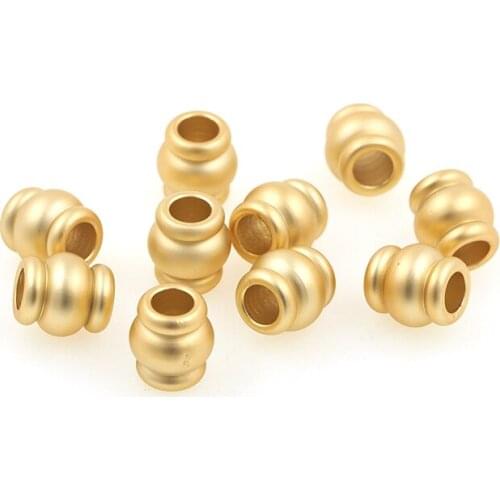 Brass Gold Big Hole Drum Shape Spacer Beads For Bracelet Jewelry Making Accessories