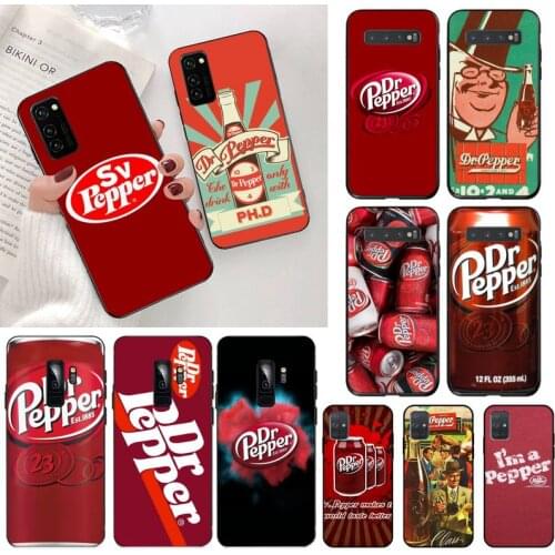 Dr Pepper Black TPU Soft Rubber Phone Cover for Samsung S20 plus Ultra S6 S7 edge S8 S9 plus S10 5G lite 2020