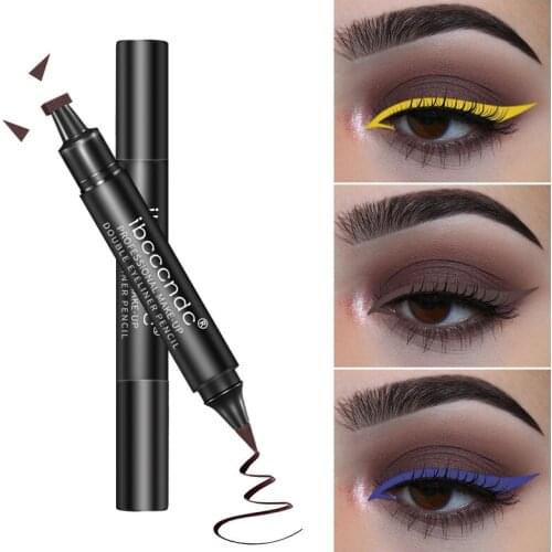 Makeup Black Eye Liner Liquid Pencil Quick Dry Waterproof Black Double-ended Makeup Stamps Wing Eyeliner Pencil
