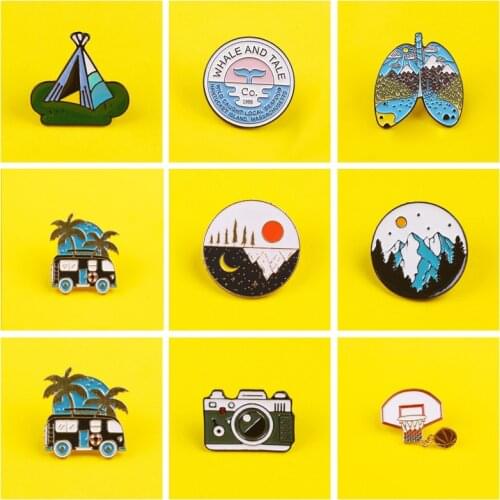 Scenery Pin On Clothes Accessories Whale Metal Badges For Clothes Brooch Enamel Pin Lapel Pin Badge Gifts Jewelry Jeans Jacket