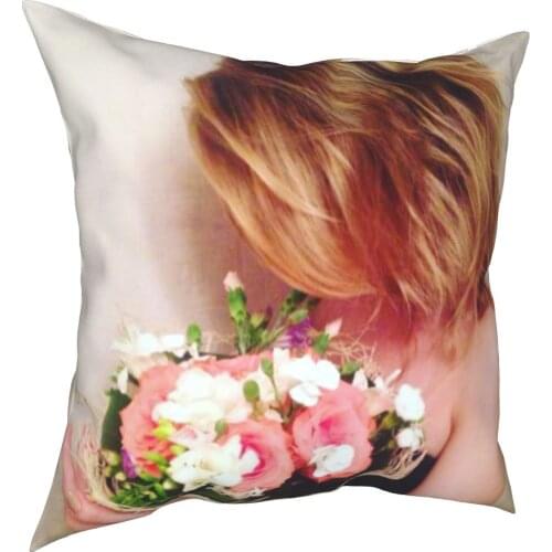 Pink flower decorative cushion cover simple style 3D printing pillow cushion cover 45cm linen pillow cover culture