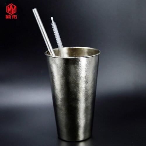 Outdoor Picnic Double Water Cup Pure Titanium Portable Cup Spoon Fork EDC Cup Multifunctional Beer Mug