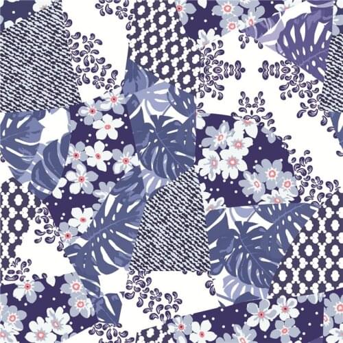 145cm*100cm Polyester Stretch satin fabric for dress abstract parquet pattern custom printing thin shirt sewing fabric