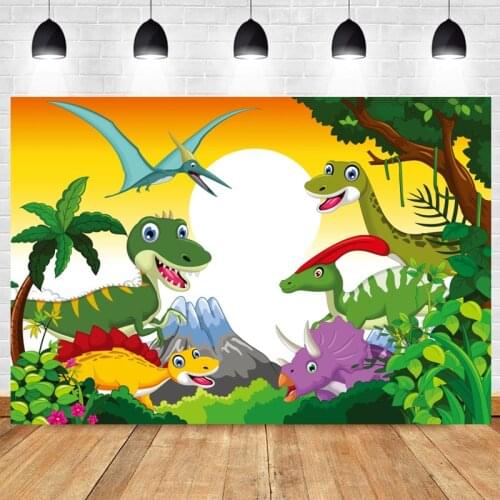 Dinosaur Photo Backdrop Baby Shower Palm Wild Safari Jungle Park Happy Birthday Party Animal Kids Photography Background Banner