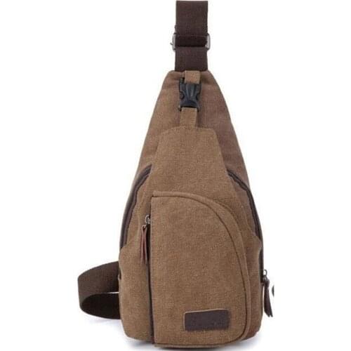 Men Canvas Leather Satchel Shoulder Sling Chest Pack Bags Cross Body Messenger Shoulder Backpack Solid Men Canvas Bag