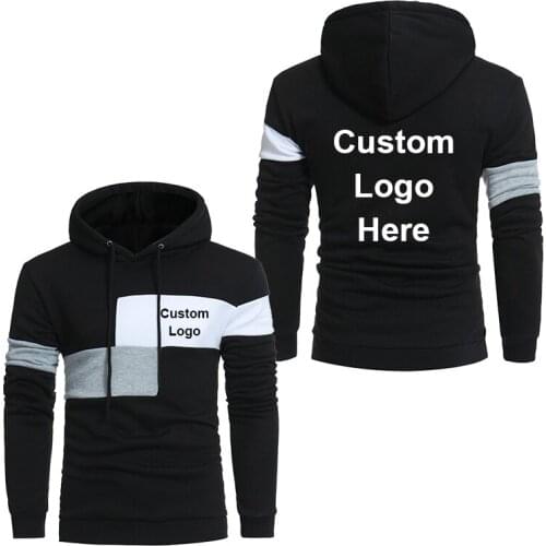 Custom DIY Logo Text Hoodies Men Fashion Customized Cool Logo Image Patchwork Hooded Coat Sweatshirt Costume