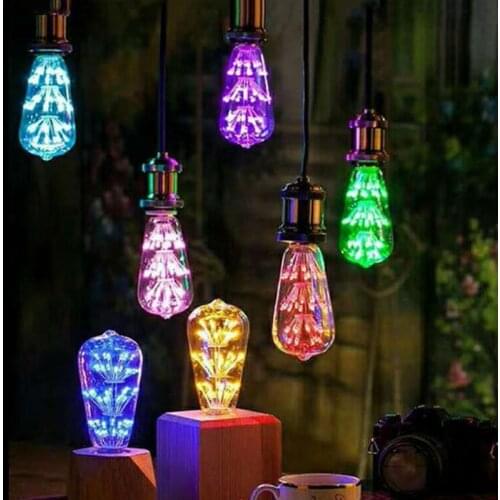 LED Sky Star Color Bulb3D Night Light Colorful Retro Glass Ampoule Christmas Home Decor Firework