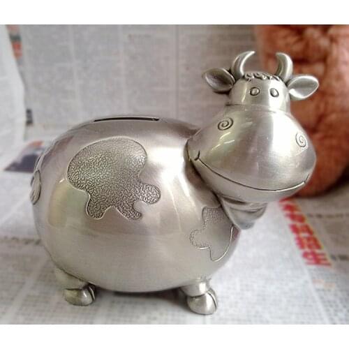 Metal storage tank tin cow coin box animal money box small / large childrens birthday gift