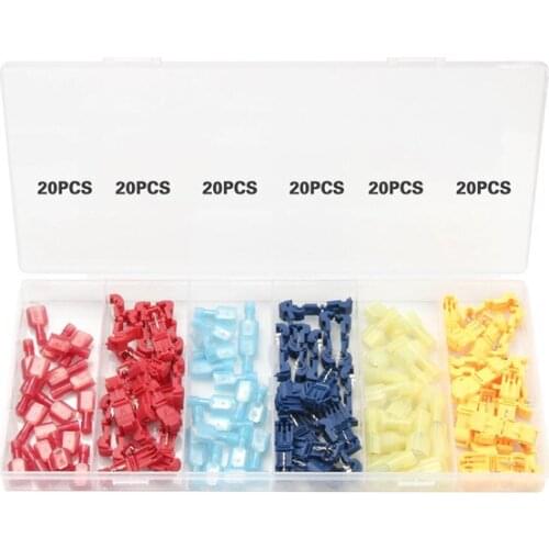 120pcs T Tap Quick Electrical Wire Connectors Splice Taps and Insulated Male Quick Disconnect Terminals set
