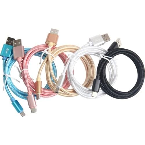 50PCS Nylon 1m 2m 3m Data USB Charger Cable for IPhone Xs 8 7 6S Plus Xiaomi 8 SamsungS8 S9 IPad Fast Charging V8 Long Wire Cord