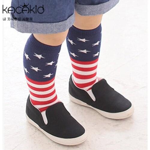 Kacakid 2020 New National Flag Poker Socks Super Cute Kids Boys Girls Anti-slip Baby Foor Socks Leg Warm Knee High Socks