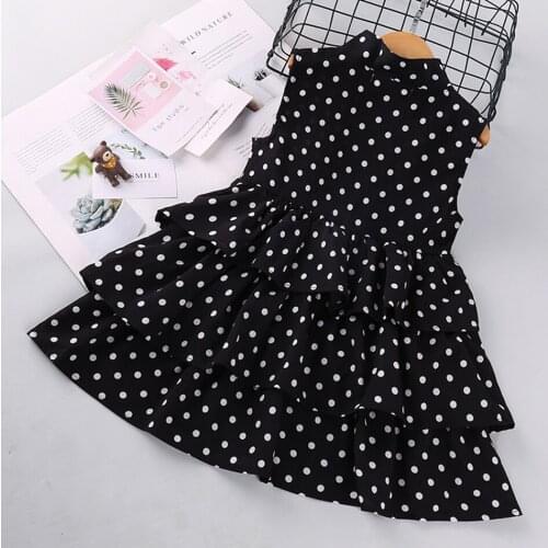 Girls Polka-Dot Dress 2021 Summer Sleeveless Bow Ball Gown Clothing Kids Baby Princess Dresses Children Clothes for 2-6 Years