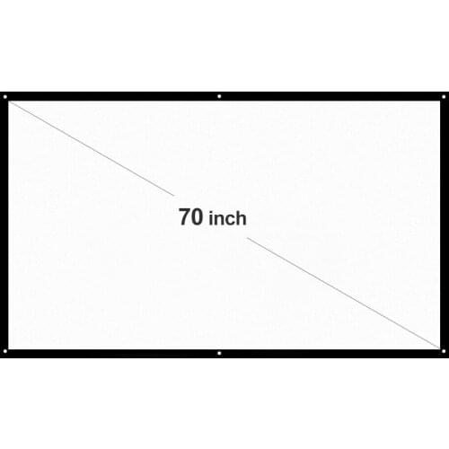 H70 70'' Portable Projector Screen HD 16:9 White Dacron 70" Diagonal Projection Screen Foldable Home Theater for Wall Projection