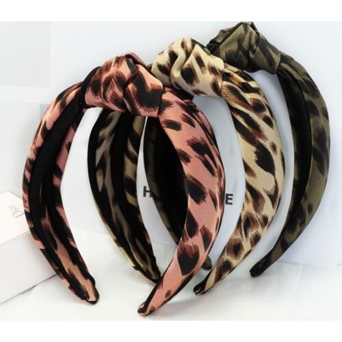 Vintage Leopard Bezel Hair Bands For Women Hair Clips Knot Turban Headband Girls Hair Accessories opaska do wlosow Headwear hoop