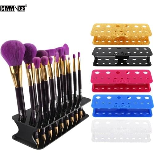 15 Holes Acrylic Makeup Brush Holder Organizer Drying Rack Shelf Display Dryer Stand Storag Case Cosmetic Tool Tear off Sticker