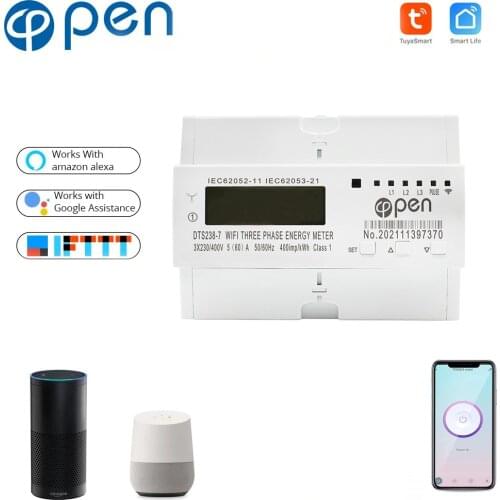 TUYA Three phase WIFI remote control Smart Switch with energy monitoring over/under voltage protection for Smart home