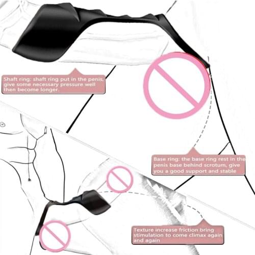 Penis Enlargement Stronger Dual Ring Delay Ejaculation Silicone Penis Ring Scrotum Bind Cockring Sex Toys for Men Erection Toys