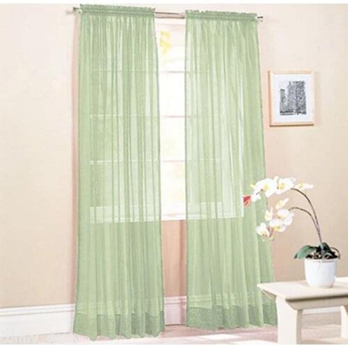 Glass Yarn Sheer Window Valance Curtain Pure Color Tulle Curtains Window Curtains for Living Room Bedroom Home Wedding Decor
