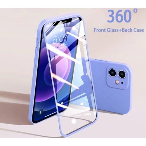 360 Full Body Protector Phone Case For iPhone 12 Pro Max 11 Pro XS Max X XR Mini Luxury Front Tempered+Back Cover Protective